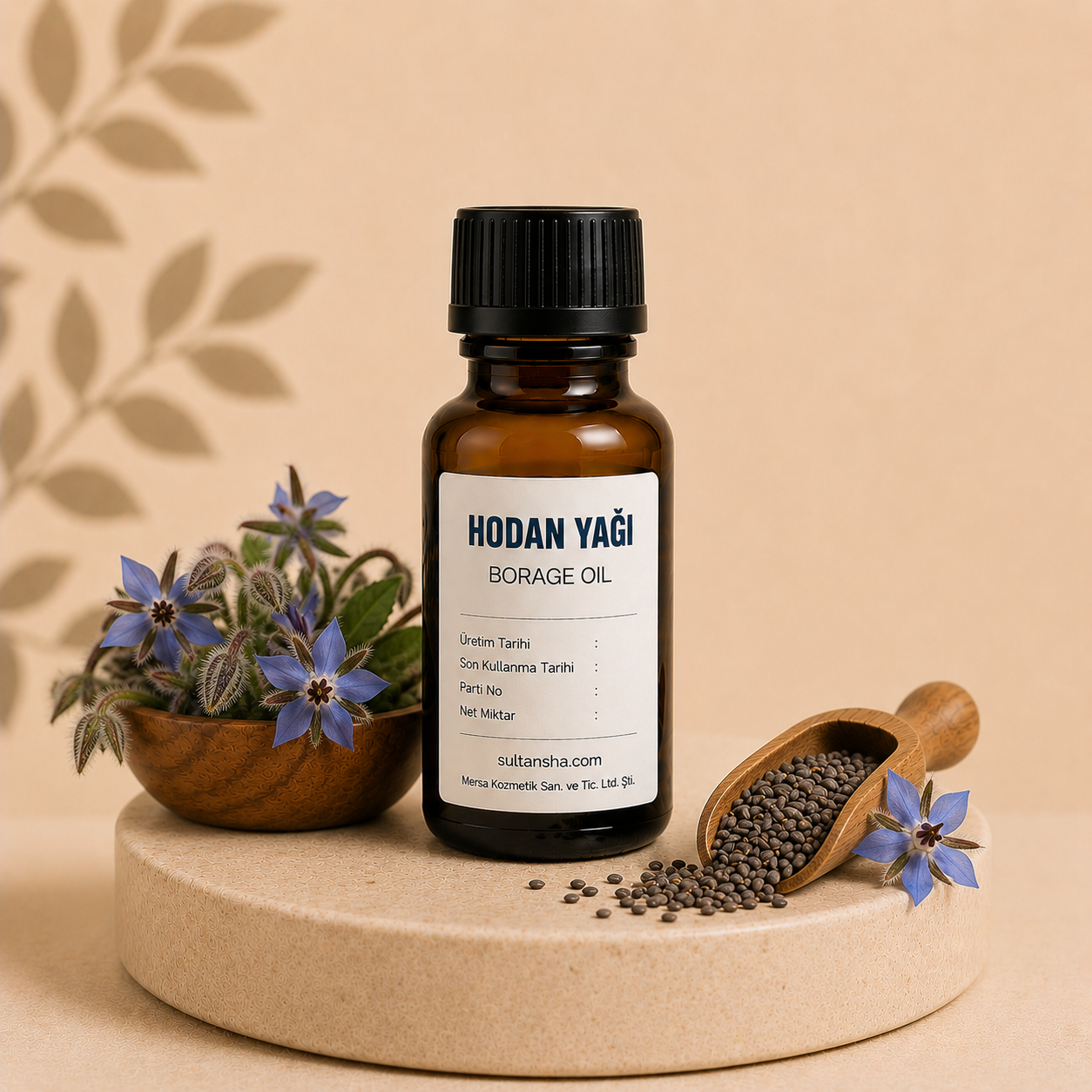 Hodan yağı Borage Oil cilt, serum ve kozmetik bakım ürünleri için bitkisel yağ hammaddesi