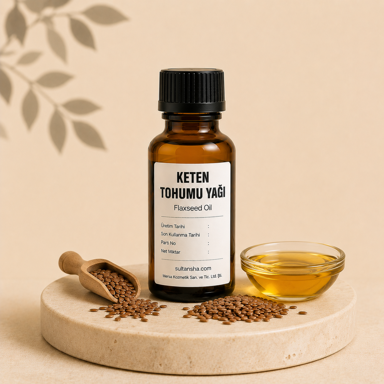 Keten Tohumu Yağı (Flaxseed Oil) cilt ve saç bakım ürünlerinde kullanılan bitkisel yağ.