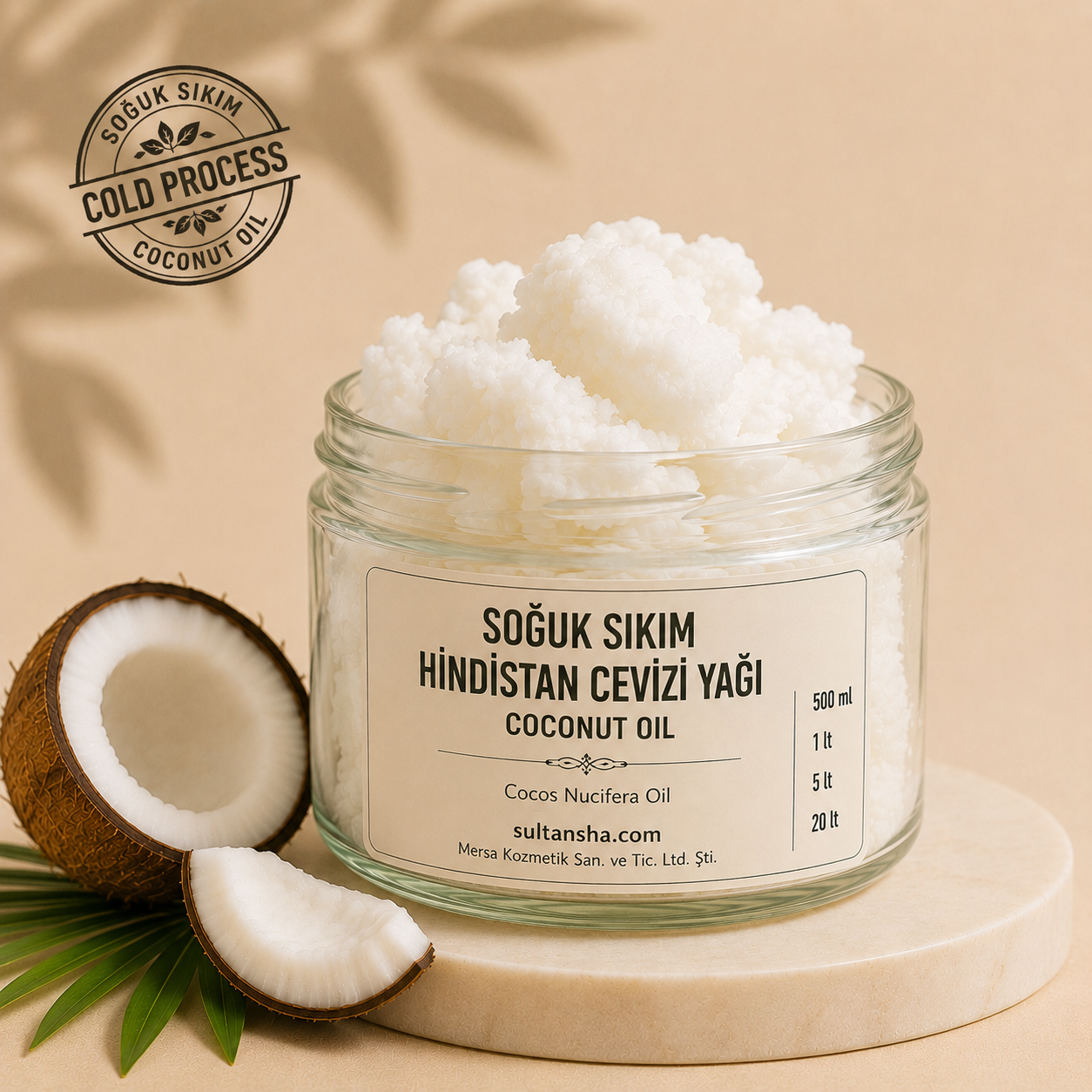 Soğuk Sıkım Hindistan Cevizi Yağı Extra Virgin Cold Pressed Coconut Oil kozmetik ve sabun hammaddesi