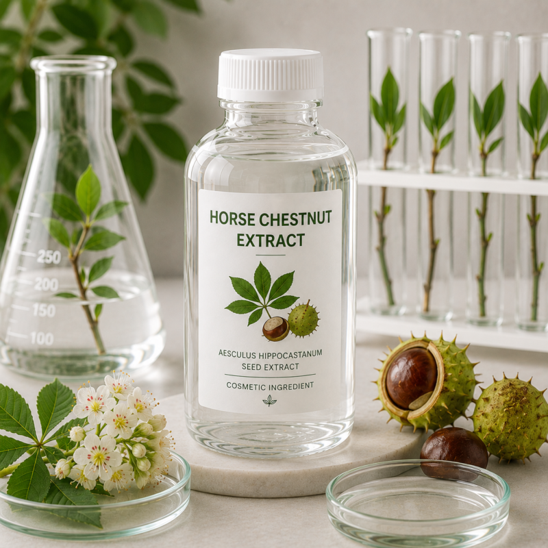 At Kestanesi Ekstraktı (Aesculus Hippocastanum Seed Extract), kozmetik ve kişisel bakım ürünlerinde kullanılan bitkisel ekstraktır.