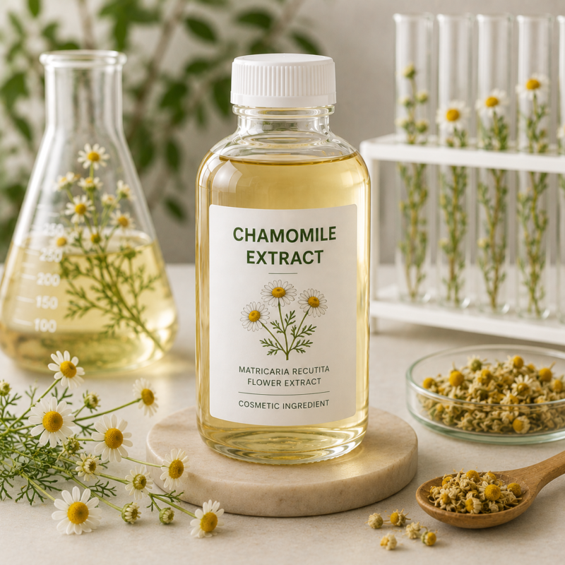 Papatya Ekstraktı (Matricaria Recutita Flower Extract), kozmetik ve kişisel bakım ürünlerinde kullanılan bitkisel ekstraktır.