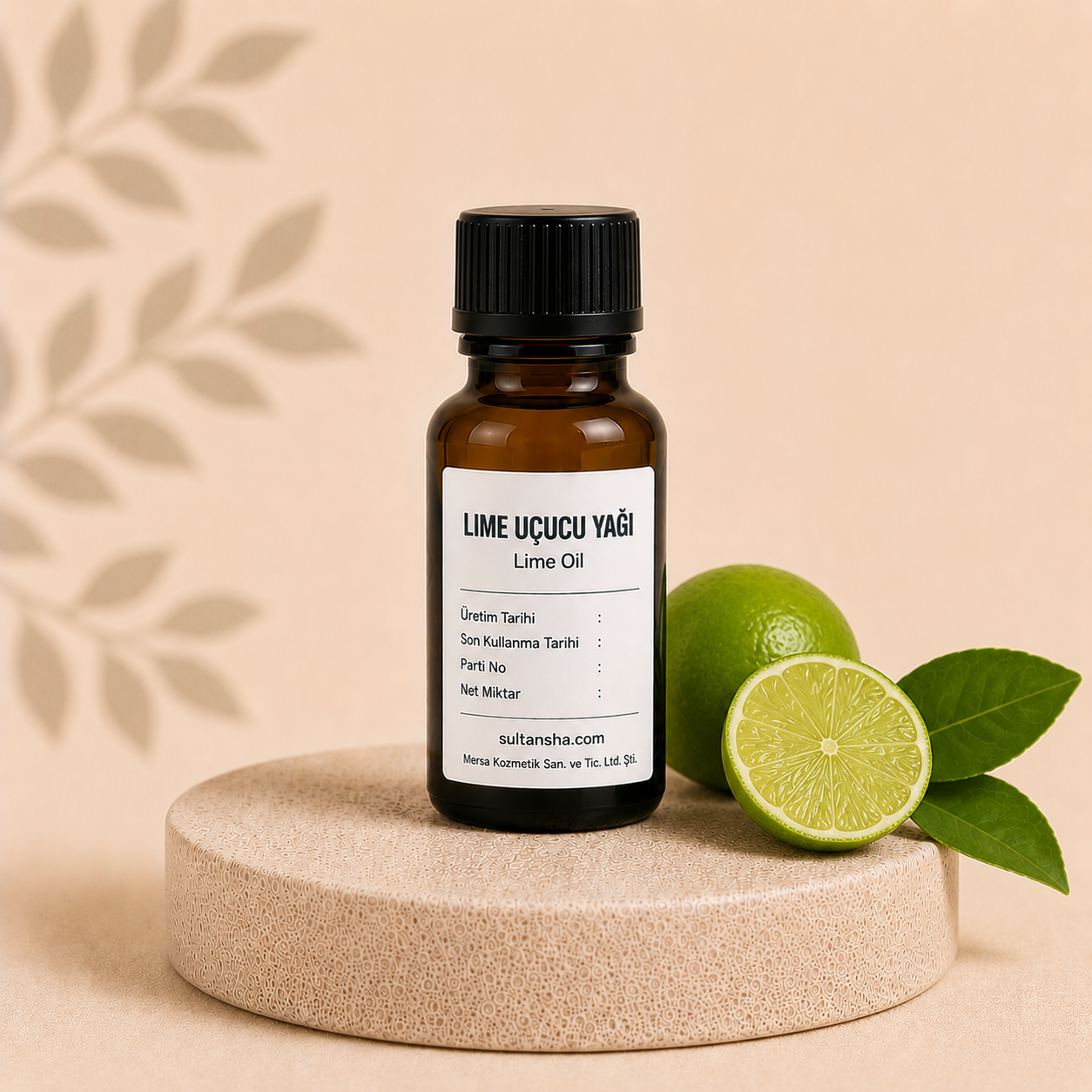 Lime Uçucu Yağı (Lime Essential Oil) cam şişede sunulan %100 saf doğal narenciye uçucu yağı.