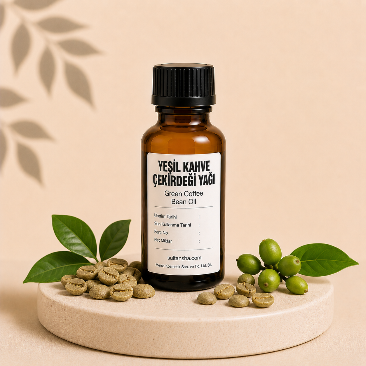 Yeşil Kahve Çekirdeği Yağı (Green Coffee Bean Oil) cilt ve saç bakımında kullanılan bitkisel yağ.