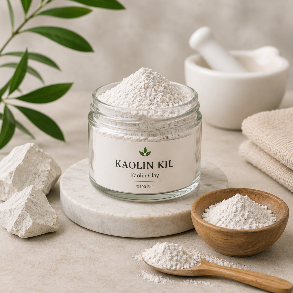 Kaolin Kil (Kaolin Clay), kozmetik ve cilt bakım ürünlerinde kullanılan doğal beyaz kil.
