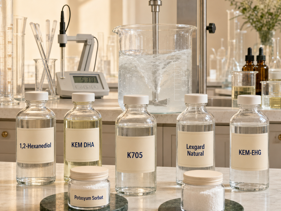 Kozmetik koruyucular laboratuvar ortamında üretim formülasyonuna eklenirken