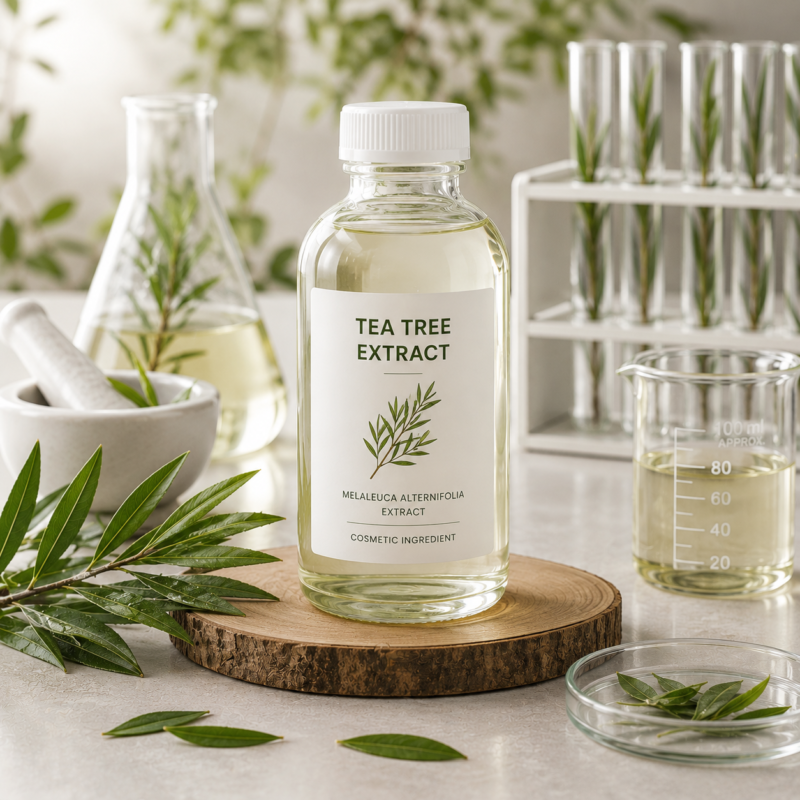 Tea Tree Extract (Melaleuca Alternifolia Extract), botanical cosmetic ingredient for skincare and personal care formulations.