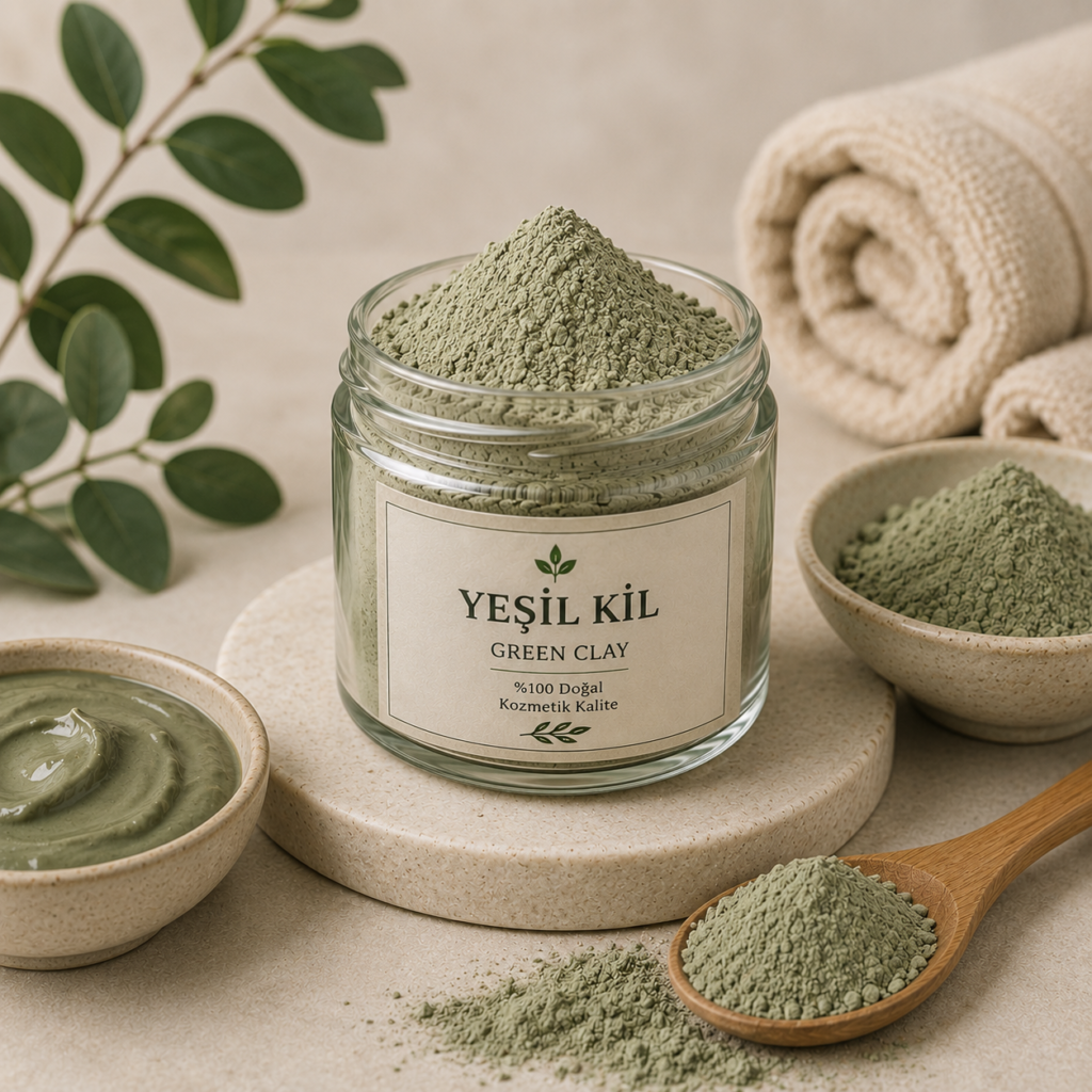 Yeşil Kil (Green Clay), kozmetik ve cilt bakım ürünlerinde kullanılan doğal mineral kil.