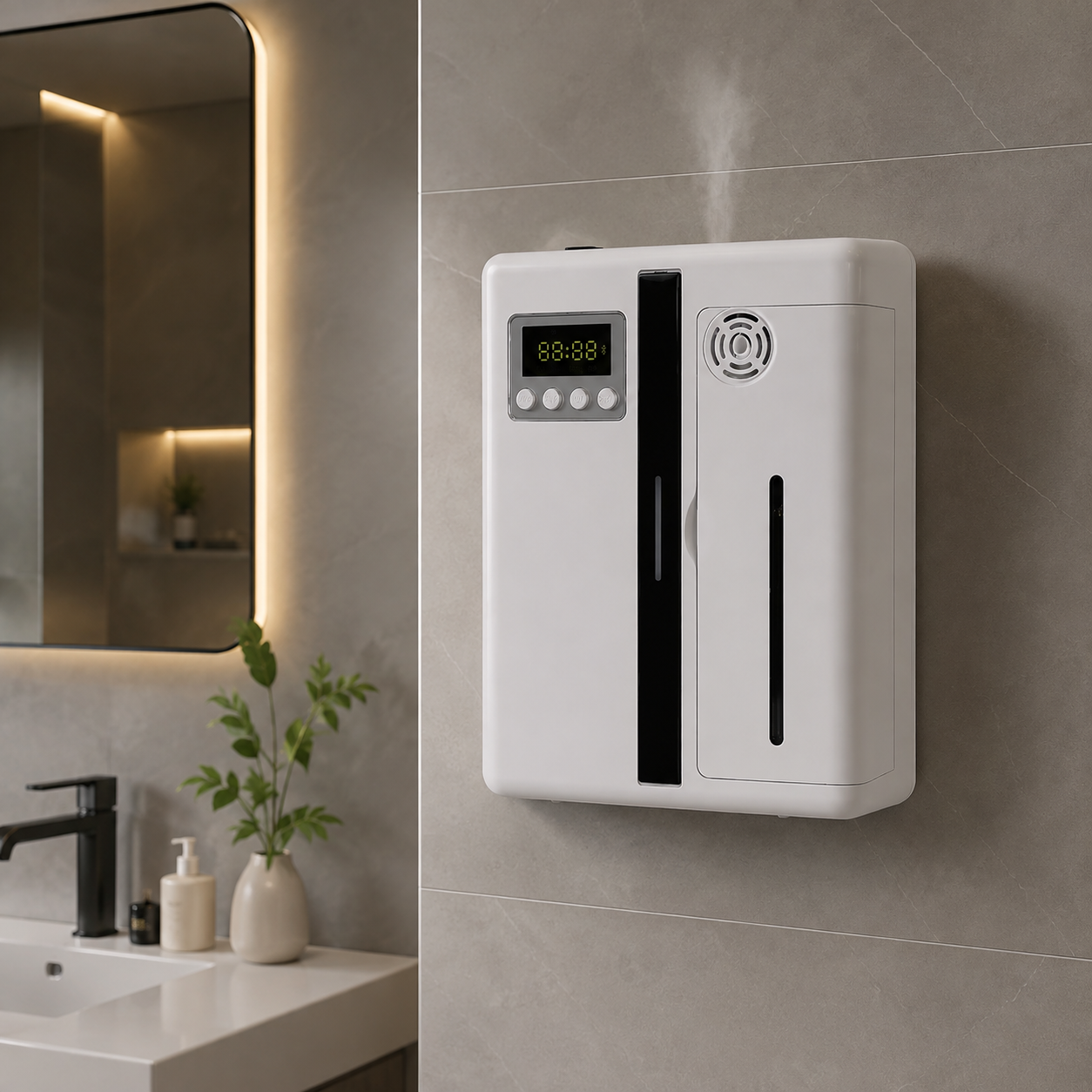 Banyo İçin Siyah Akıllı Koku Makinesi Banyo lavabo ve WC için duvara monte siyah koku makinesi