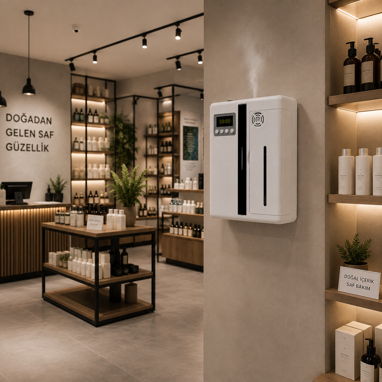 Mağaza İçin Siyah Akıllı Koku Makinesi Mağaza showroom ve perakende alanında siyah aroma difüzörü