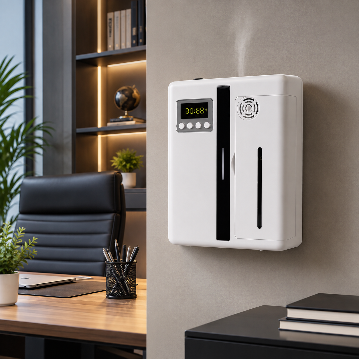Ofis İçin Siyah Akıllı Koku Makinesi Ofis ve toplantı odasında kullanılan siyah akıllı koku makinesi
