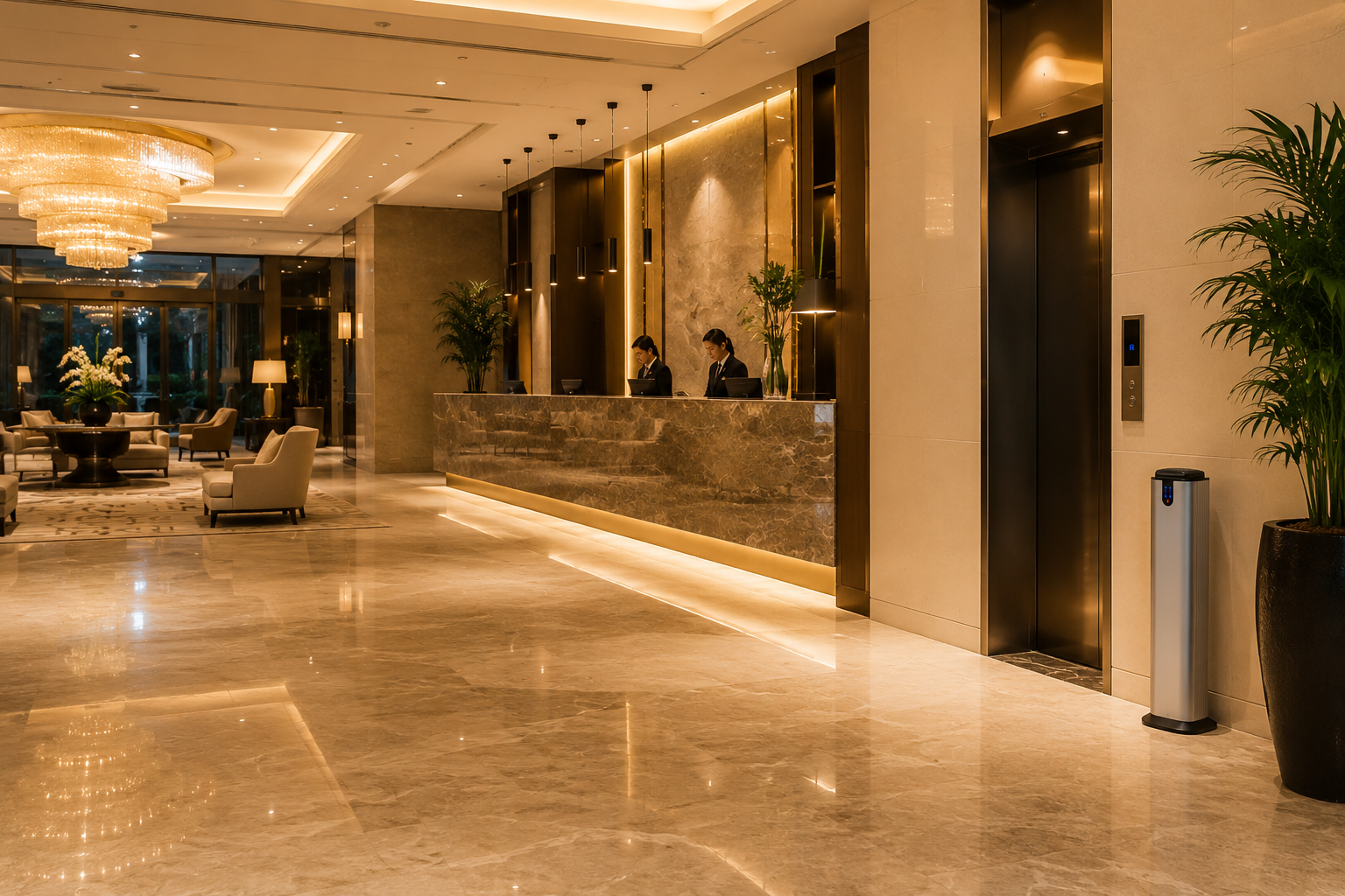 Profesyonel koku makinesi ile kokulandırılan otel lobisi